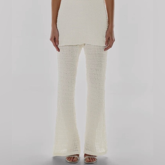 Baobab Collection Pants - NWT BAOBAB Robin Ecru Bubble Waffle Knit Flare Leg Pants. Size XS